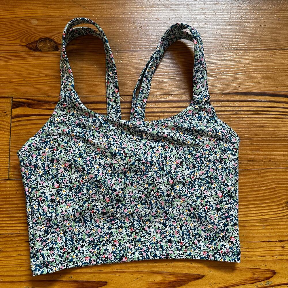 Sage Collective Ditsy Floral blue green‎ floral sports bra top SIZE S